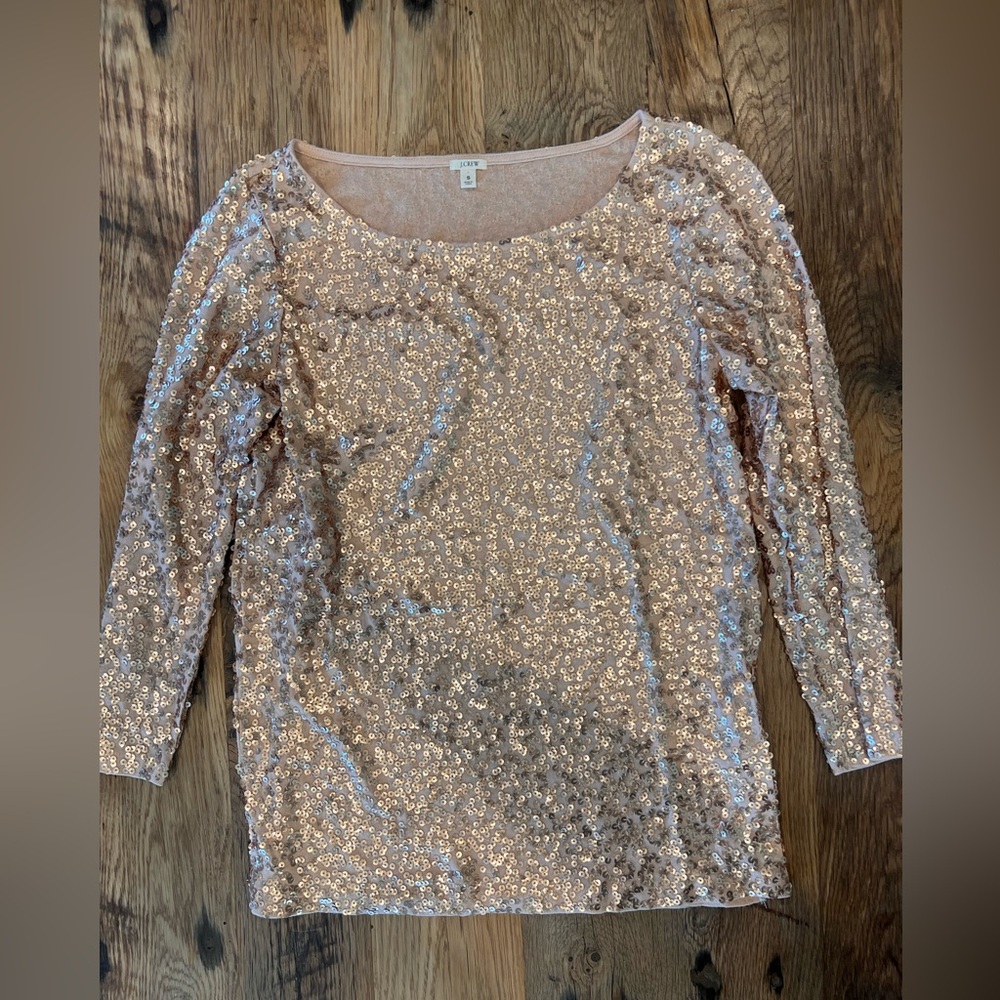 J. Crew Rose Gold Sequin Shirt